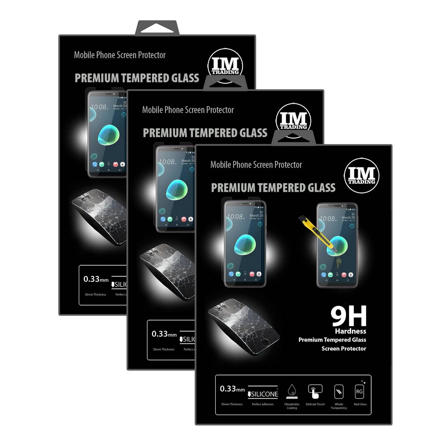 3x HTC Desire 12 Schutzglas Handy Schutzglasfolie 9H Display Schutzfolie