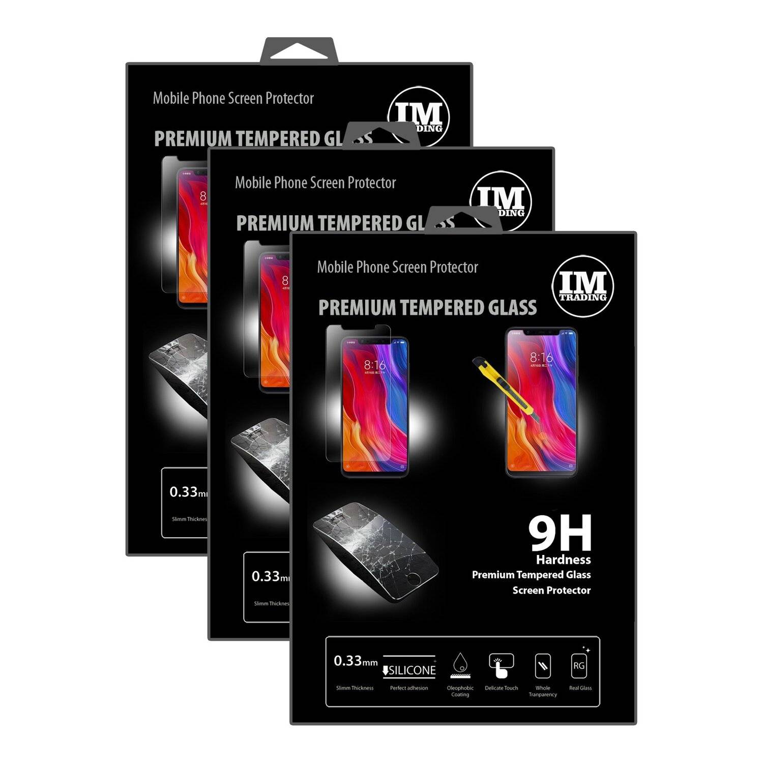 3x Xiaomi Mi 8 Schutzglas Handy Schutzglasfolie 9H Display Schutzfolie