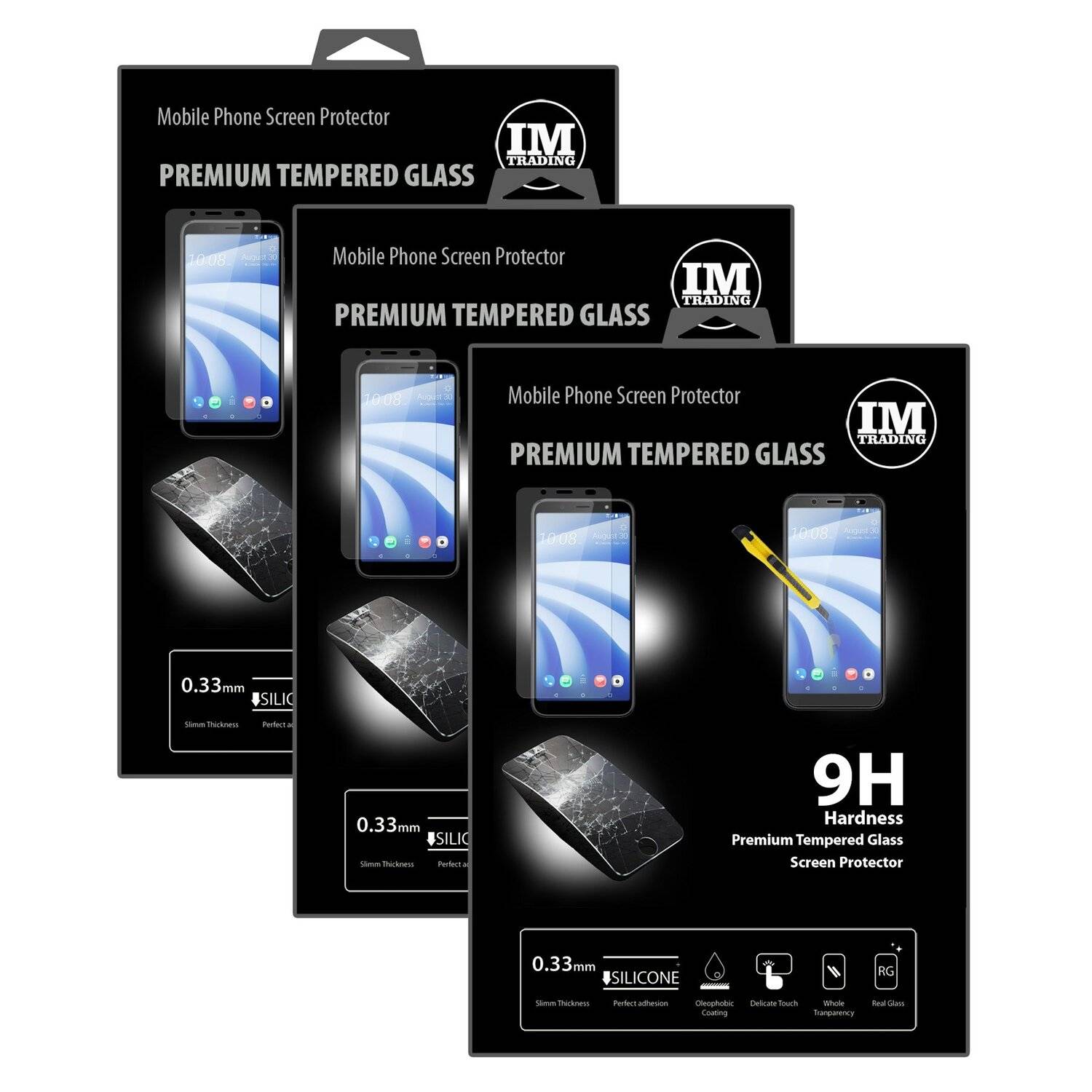 3x HTC U12 Life Schutzglas 9H Tempered Display Schutzglas