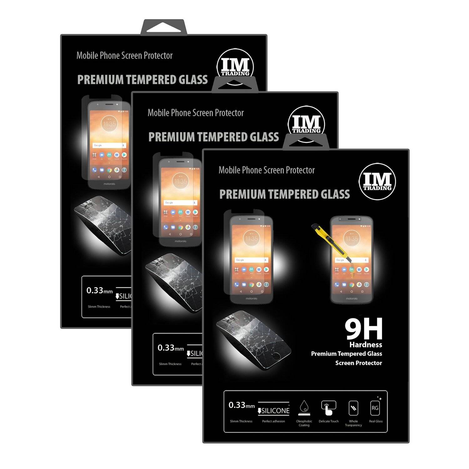 3x Motorola Moto E5 Play Schutzglas 9H Tempered Display Schutzglas