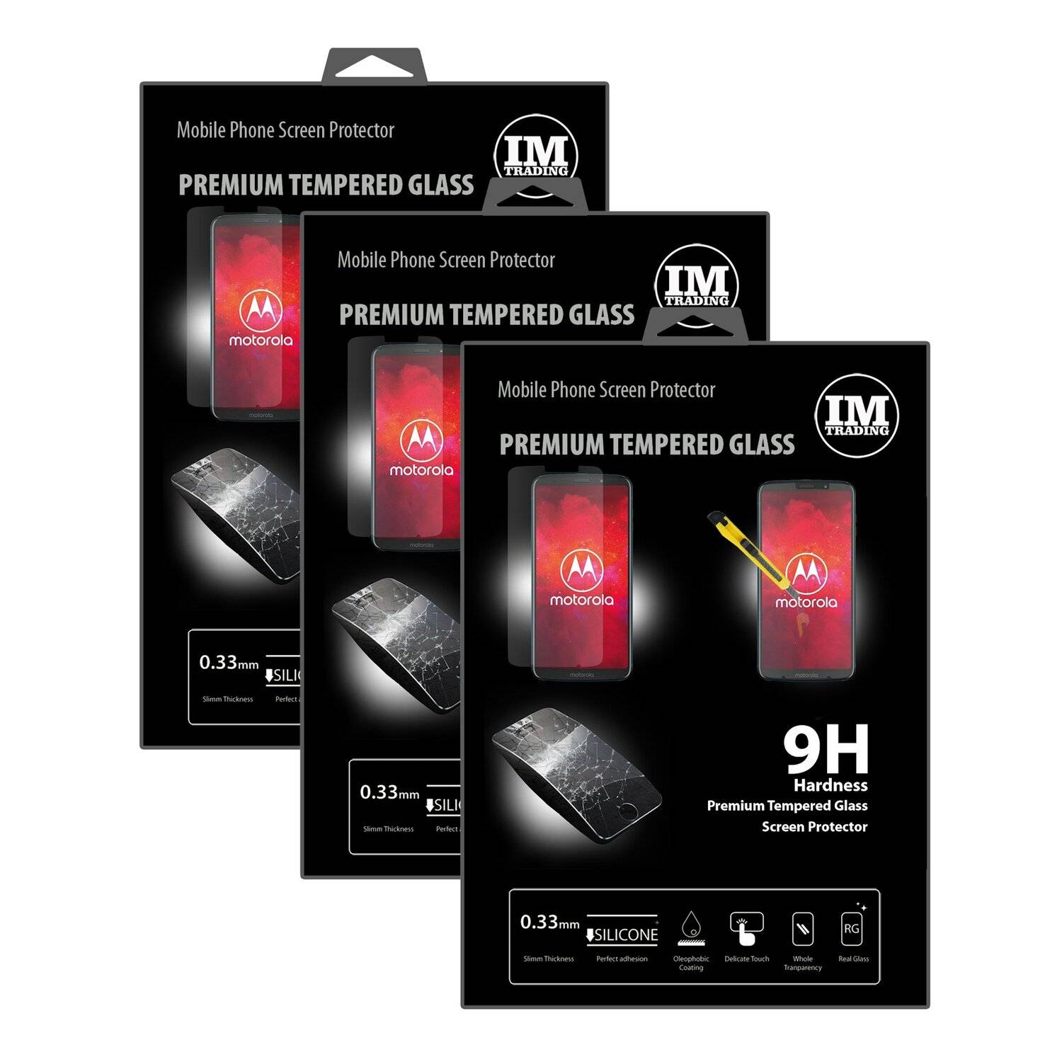 3x Motorola Moto Z3 Play Schutzglas 9H Tempered Display Schutzglas