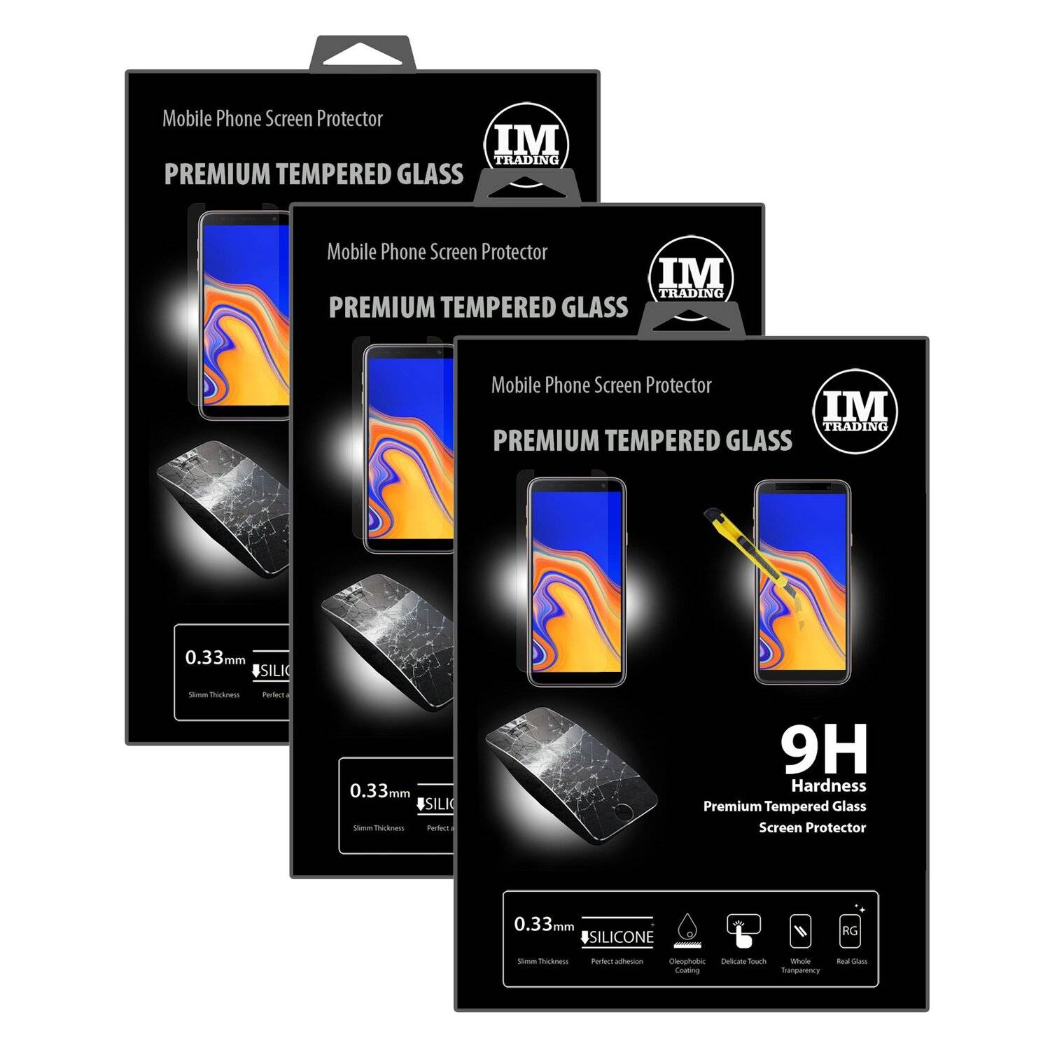 3x Samsung Galaxy J6+ Schutzglas 9H Tempered Display Schutzglas