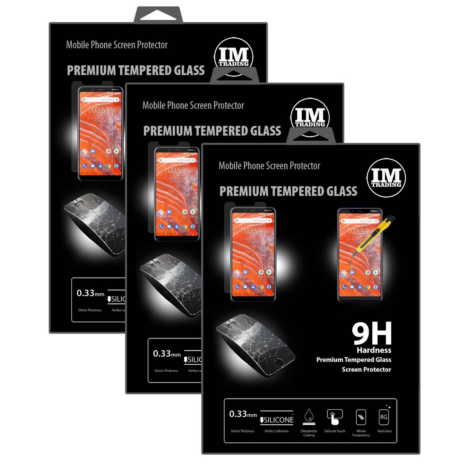 3x Nokia 3.1 Plus Schutzglas 9H Display Schutzglas