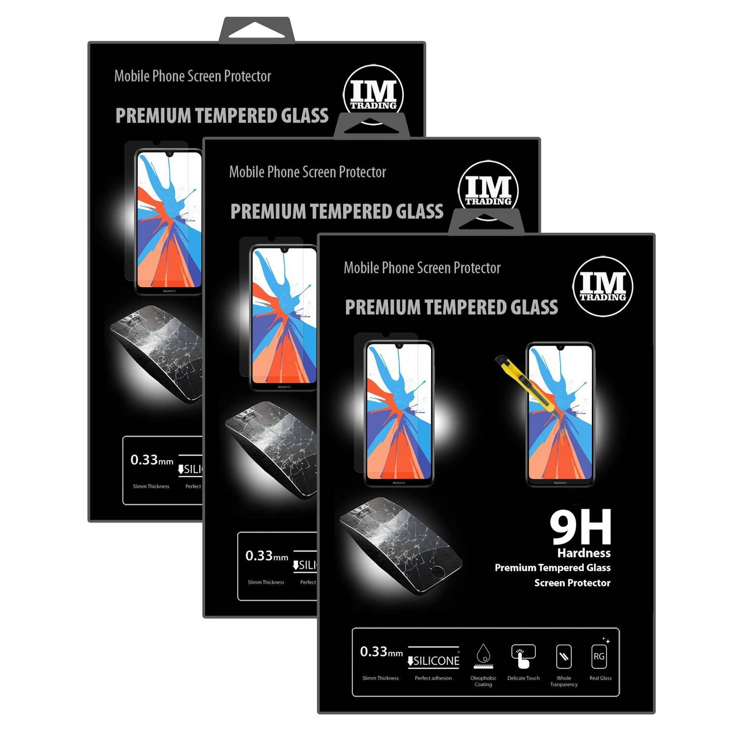 3x Schutz Schutz Glas 9H Tempered Glass Display Schutz Folie Display Glas Screen Protector für HUAWEI Y7 2019