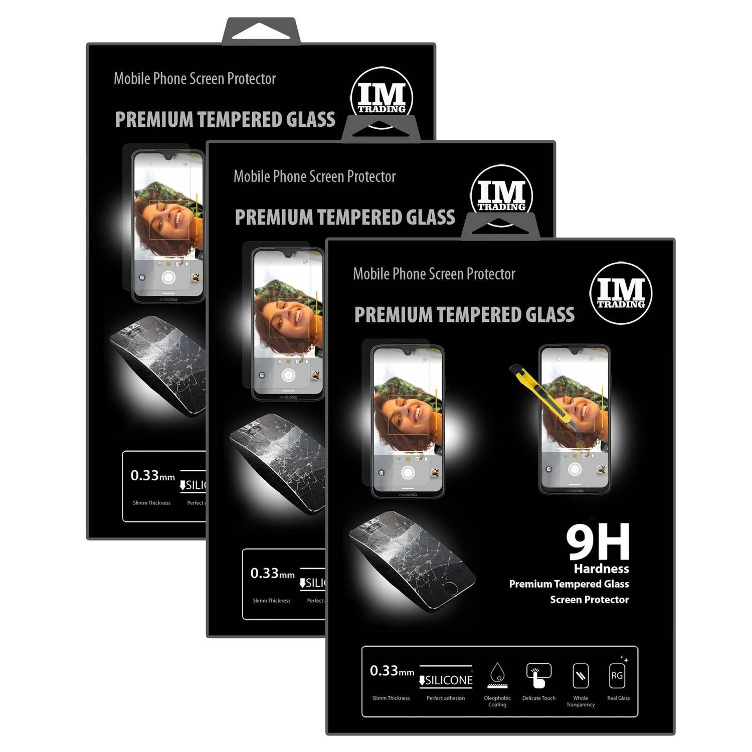3x Schutz Schutz Glas 9H Tempered Glass Display Schutz Folie Display Glas Screen Protector für MOTOROLA MOTO G7