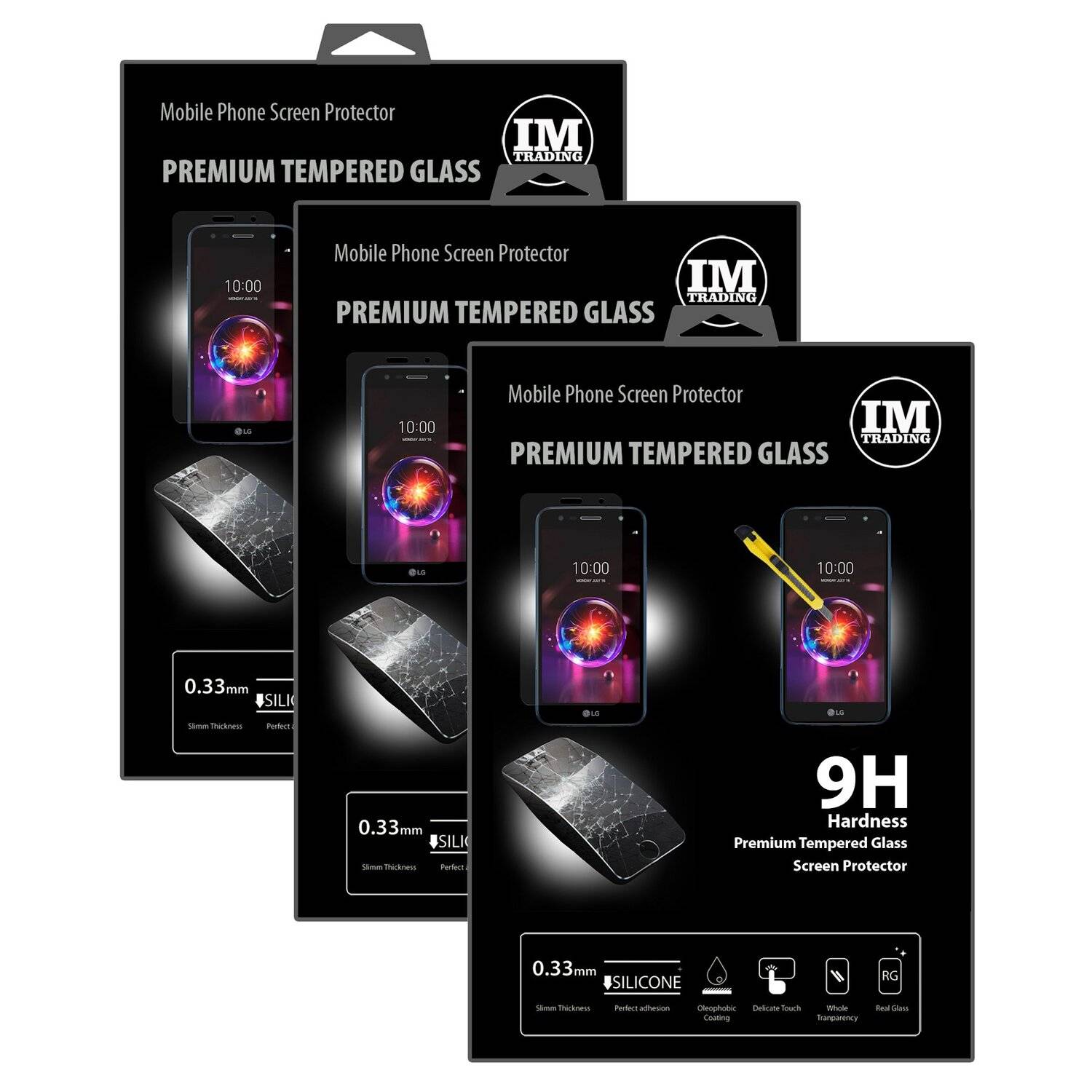 3x Schutz Schutz Glas 9H Tempered Glass Display Schutz Folie Display Glas Screen Protector für LG X POWER 3