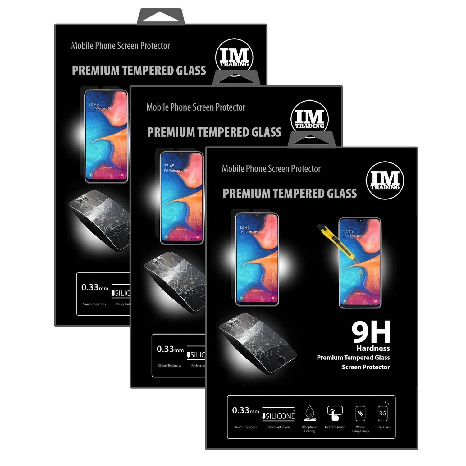 3 Stück Schutzglas 9H kompatibel mit SAMSUNG GALAXY A20 (A205F) Displayschutzfolie Schutzfolie Passgenau