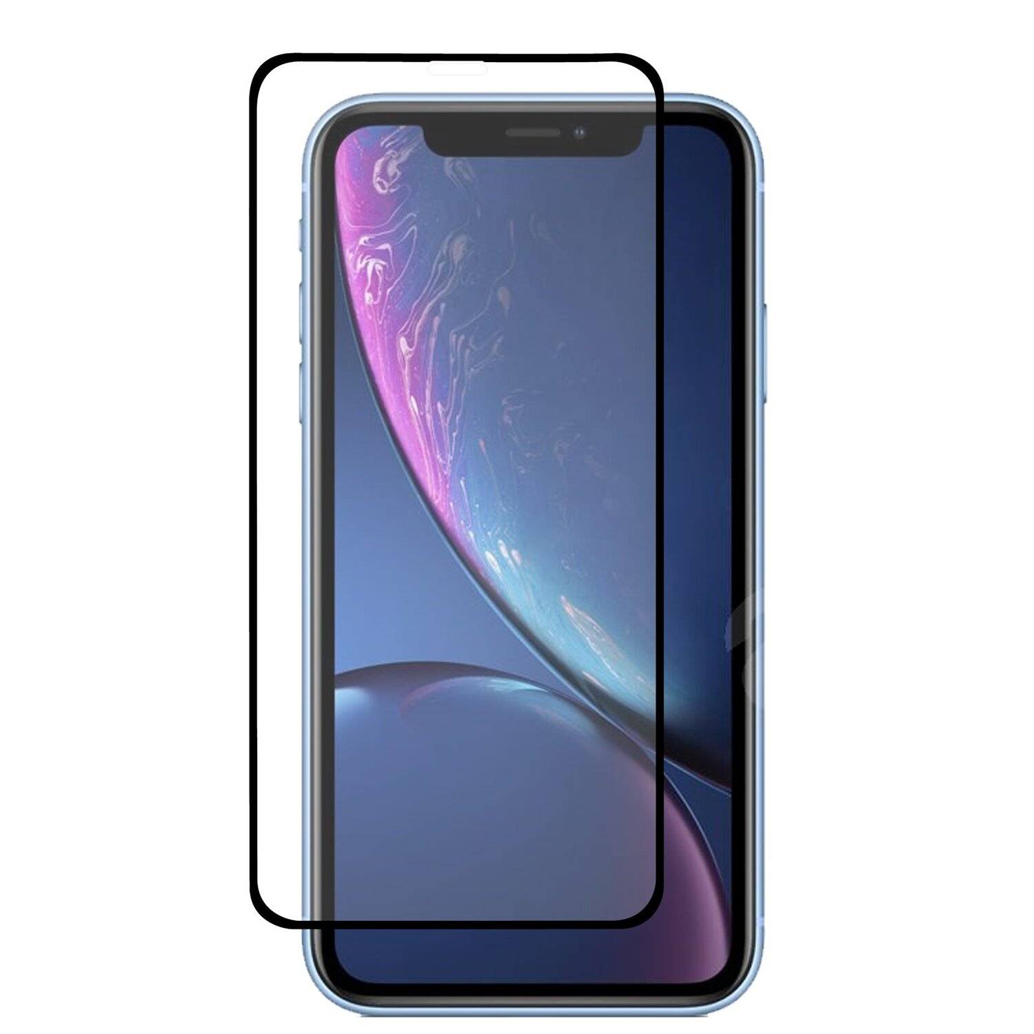 iPhone XR 5D Schutzglas Schwarz 9H Tempered Display Schutzglas