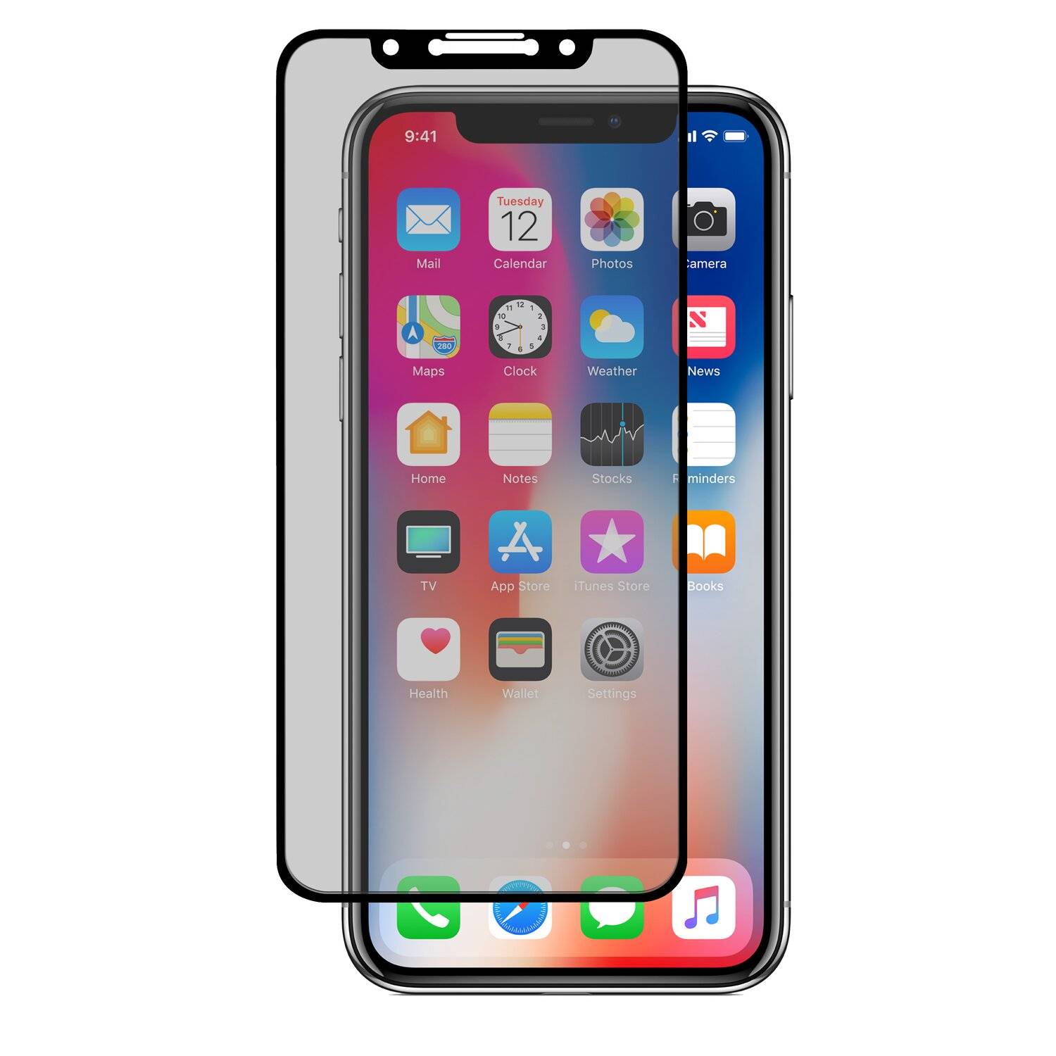 iPhone XS 5D Schutzglas Schwarz 9H Tempered Display Schutzglas