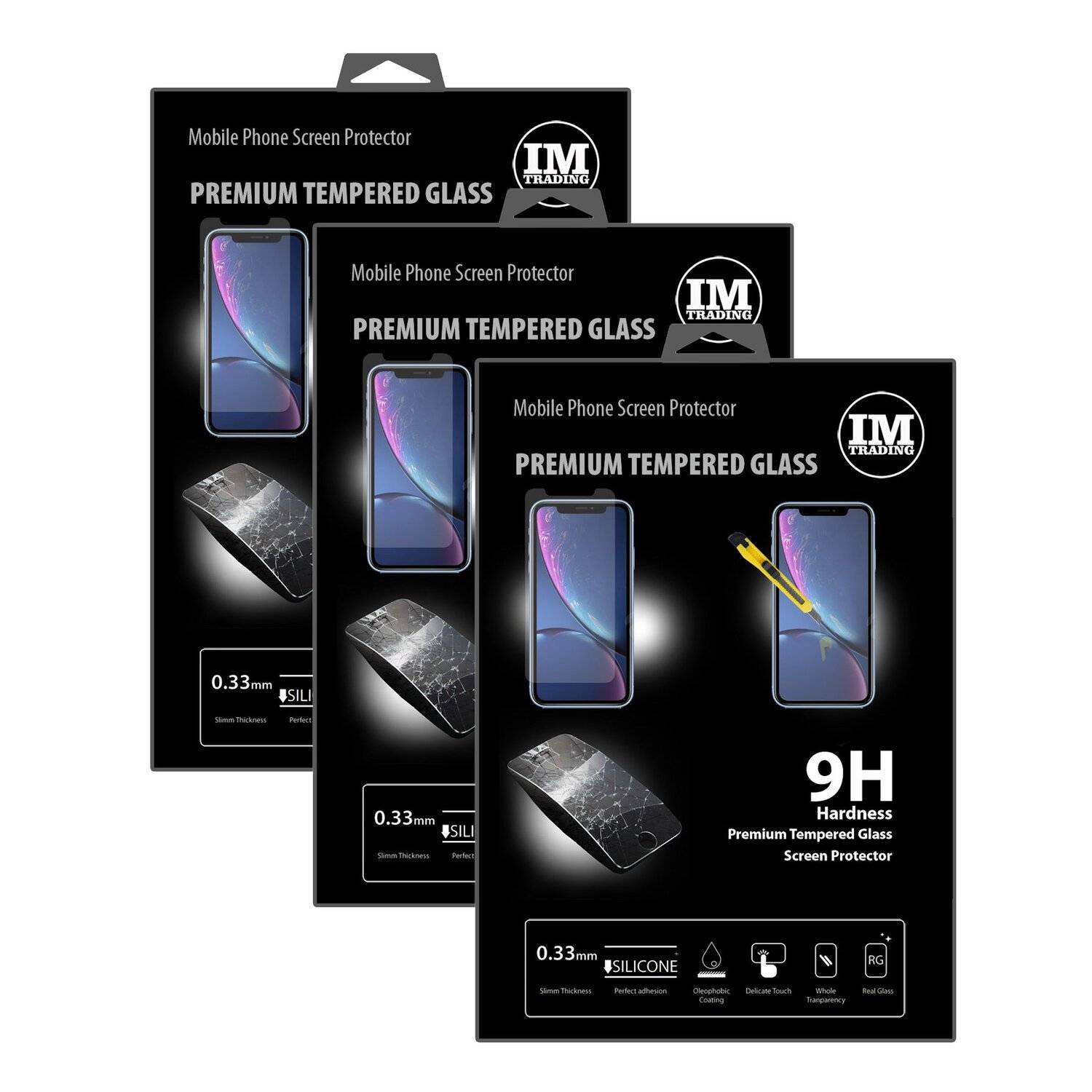 3x iPhone XS Max Schutzglas 9H Tempered Display Schutzglas