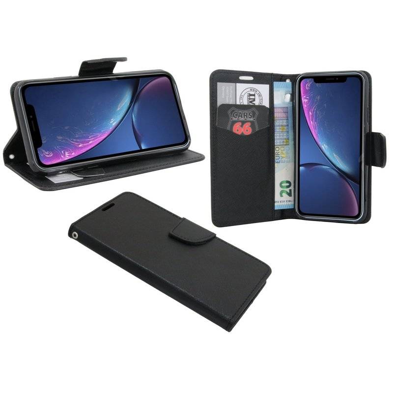 iPhone XR Handyhülle Tasche Flip Case Schutzhülle Schwarz