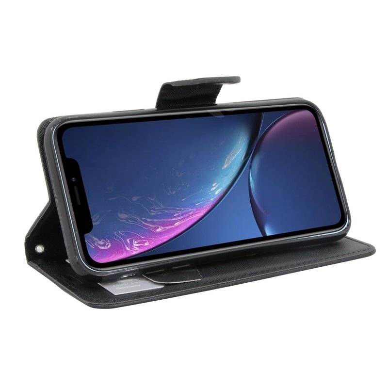 iPhone XR Handyhülle Tasche Flip Case Schutzhülle Schwarz