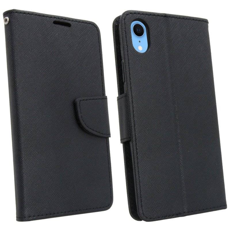 iPhone XR Handyhülle Tasche Flip Case Schutzhülle Schwarz