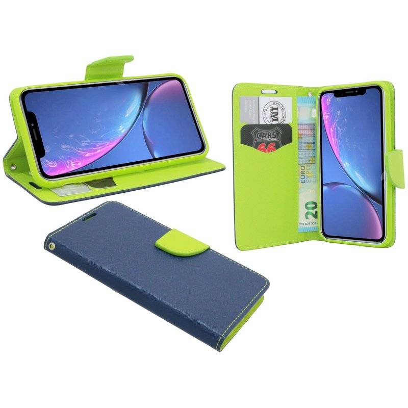 iPhone XR Handyhülle Tasche Flip Case Schutzhülle Blau