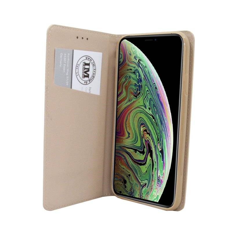iPhone XS Max Buch Tasche Flip Case Gold Schutzhülle