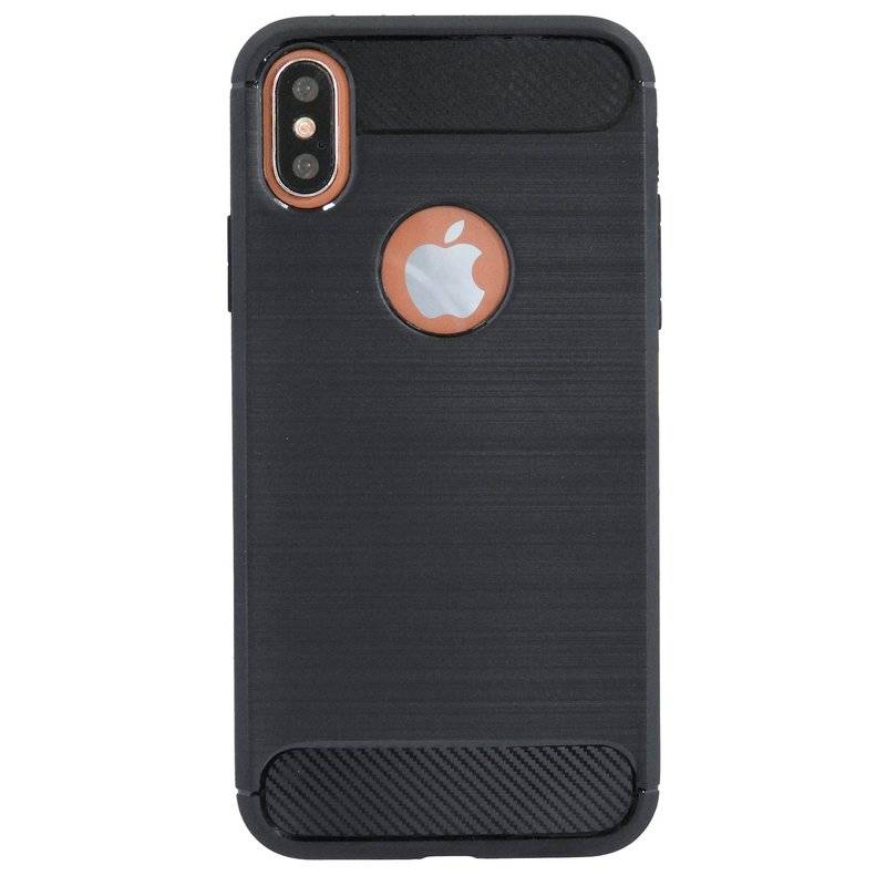 Silikon Hülle Carbon kompatibel mit iPhone X TPU Case Soft Handyhülle Cover Schutzhülle Schwarz