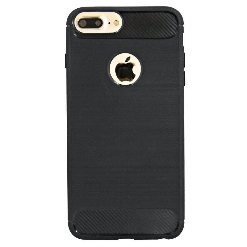 Silikon Hülle Carbon kompatibel mit iPhone 7 PLUS TPU Case Soft Handyhülle Cover Schutzhülle Schwarz
