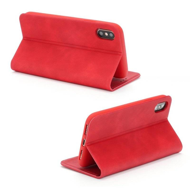 Buch Tasche SILK Premium Handy Hülle Etui Brieftasche Schutzhülle mit Standfunktion, Kartenfach Rot iPhone X