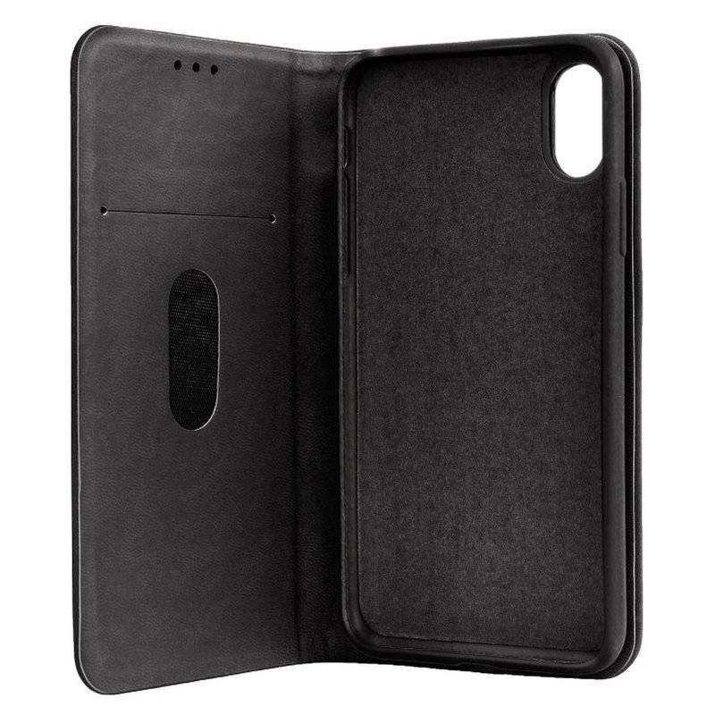 Buch Tasche SILK Premium Handy Hülle Etui Brieftasche Schutzhülle mit Standfunktion, Kartenfach Schwarz iPhone XS Max