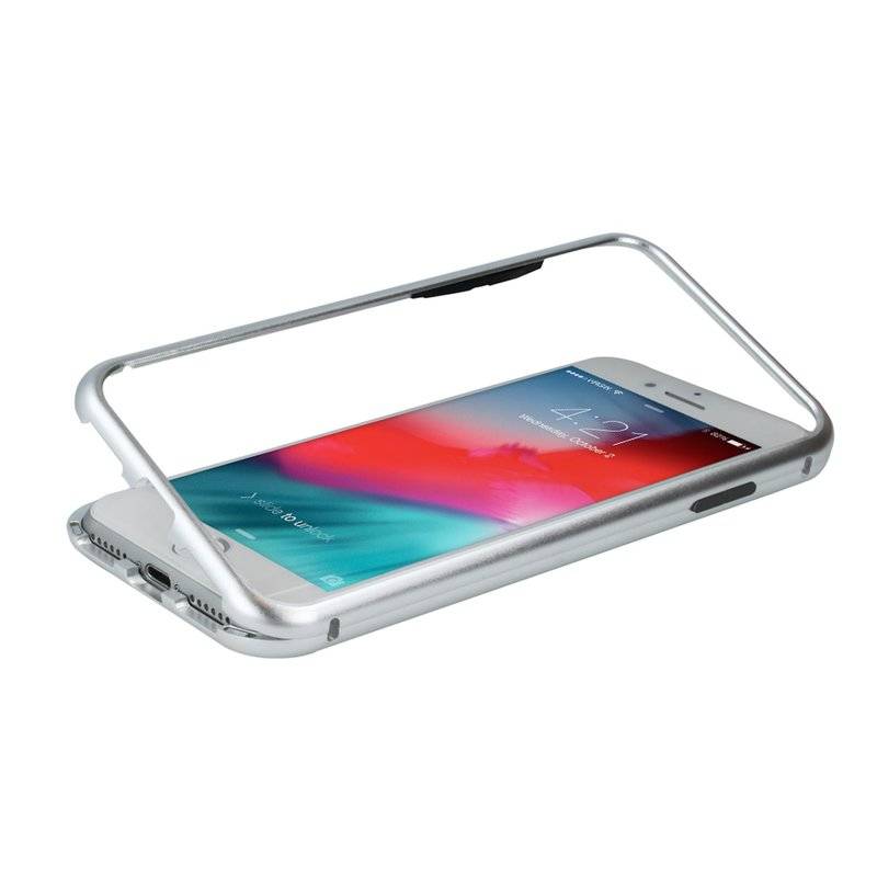 iPhone XS 360 Grad Magnet Hülle Metall Case Full Cover Silber