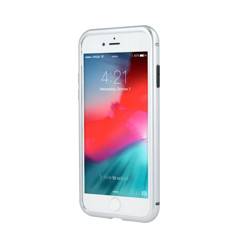 iPhone XS 360 Grad Magnet Hülle Metall Case Full Cover Silber