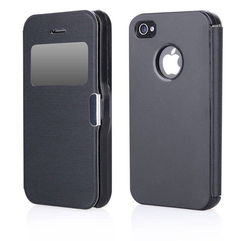 Apple iPhone 4 / 4S Handyhülle Tasche Flip Case Smartphone Schutzhülle Schwarz