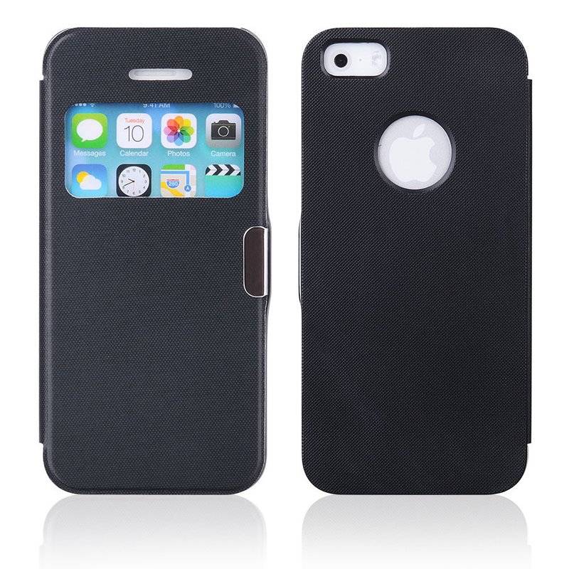 Apple iPhone 5 / 5S / SE Handyhülle Tasche Flip Case Smartphone Schutzhülle Schwarz
