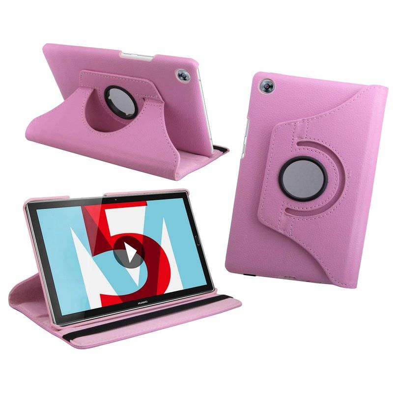 Huawei MediaPad M5 10,8 Zoll Tasche Hülle Tabletschale Bumper Cover Case Etui Rotierbar mit Ständer in Rosa