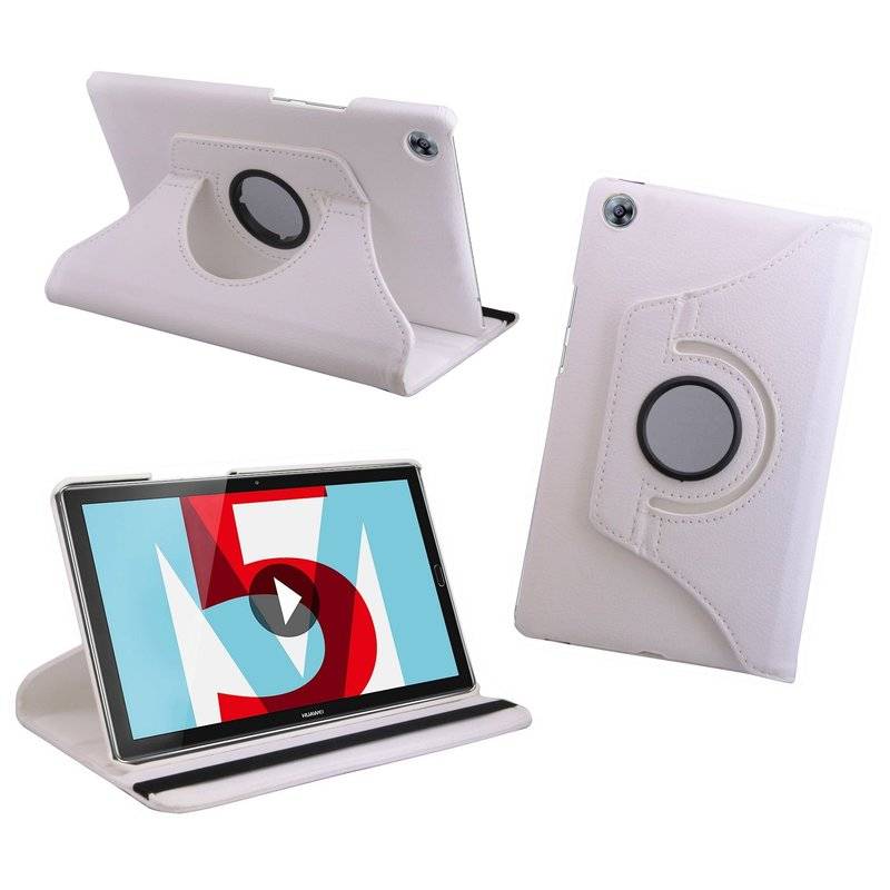 Huawei MediaPad M5 10,8 Zoll Tasche Hülle Tabletschale Bumper Cover Case Etui Rotierbar mit Ständer in Weiß