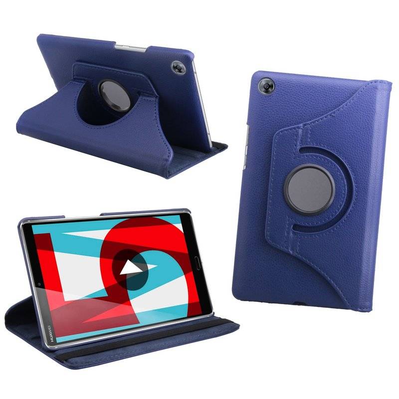 Huawei MediaPad M5 8,4 Zoll Tasche Hülle Tabletschale Bumper Cover Case Etui Rotierbar mit Ständer in Blau
