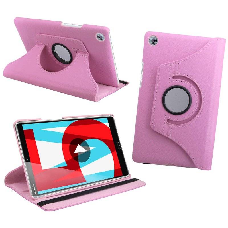 Huawei MediaPad M5 8,4 Zoll Tasche Hülle Tabletschale Bumper Cover Case Etui Rotierbar mit Ständer in Rosa