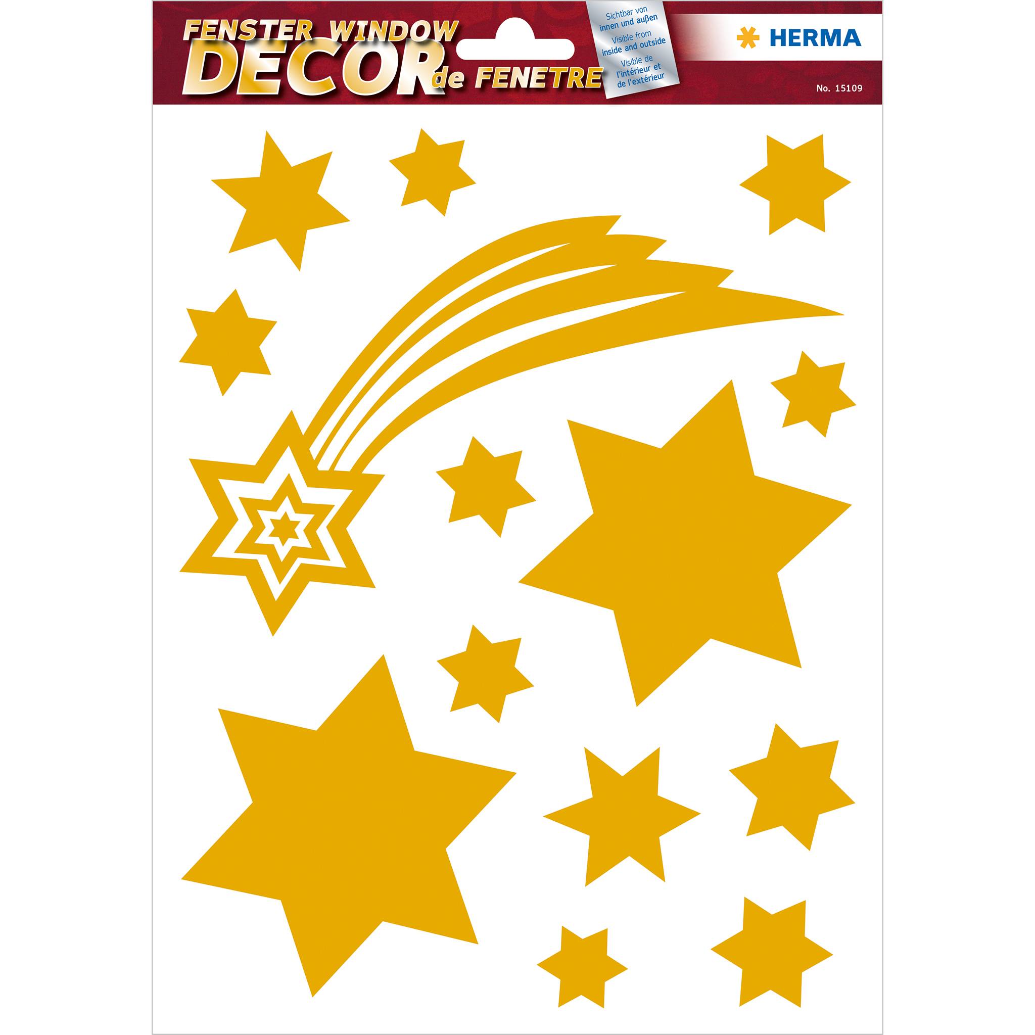 HERMA 15545, Gold, Sternenmuster, Entfernbar, Fenster, Weihnachten, Junge/Mädchen