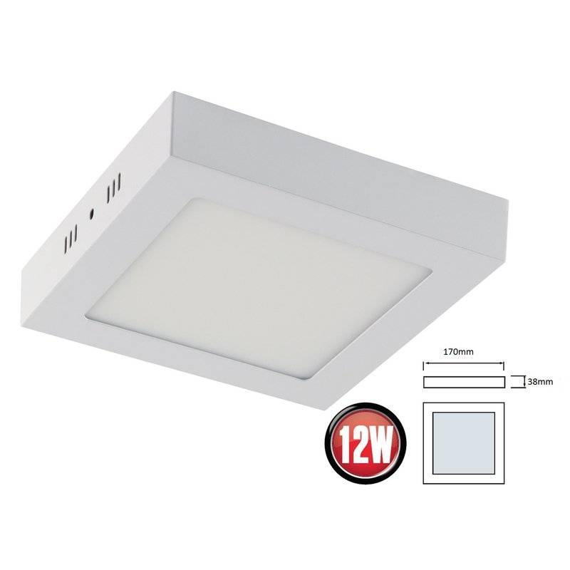 12W LED Deckenleuchte Warmweiß 910 Lumen 170 x 170 mm Aufputz Lampe Eckig Decke Beleuchtung inkl. Trafo