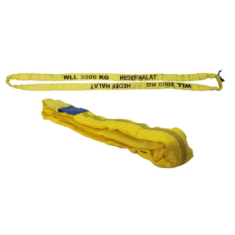 Rundschlinge 3000kg Tragkraft, 2m Umfang, endlos mit Polyesterkern, Hebegurt Hebeband, Gelb