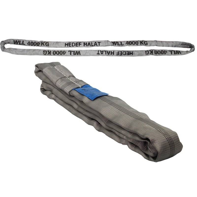 Rundschlinge 4000kg Tragkraft, 16m Umfang, endlos mit Polyesterkern, Hebegurt Hebeband, Grau
