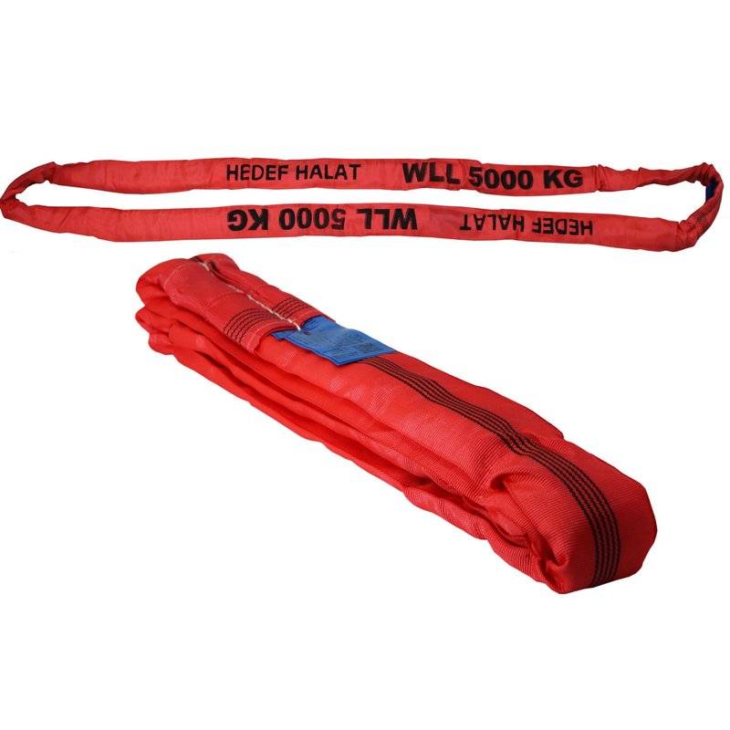 Rundschlinge 5000kg Tragkraft, 4m Umfang, endlos mit Polyesterkern, Hebegurt Hebeband, Rot
