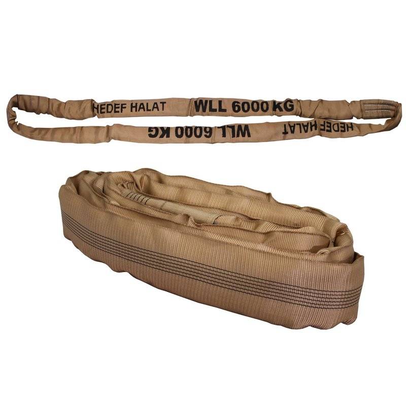 Rundschlinge 6000kg Tragkraft, 10m Umfang, endlos mit Polyesterkern, Hebegurt Hebeband, Braun