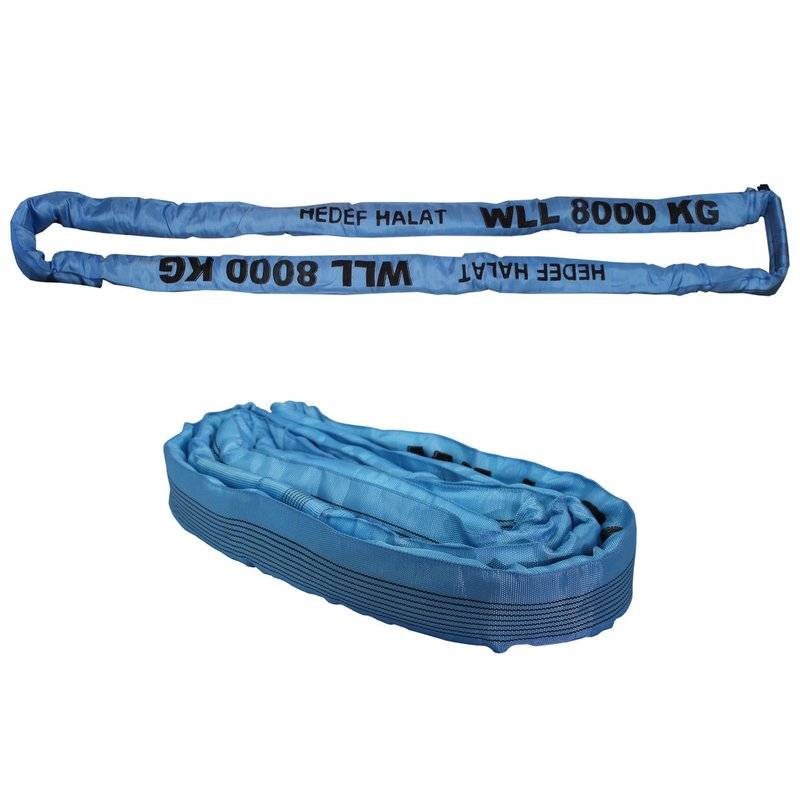 Rundschlinge 8000kg Tragkraft, 8m Umfang, endlos mit Polyesterkern, Hebegurt Hebeband, Blau