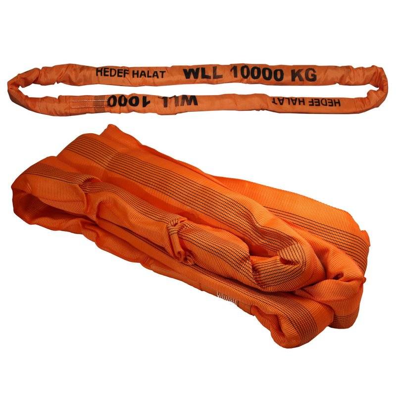 Rundschlinge 10000kg Tragkraft, 16m Umfang, endlos mit Polyesterkern, Hebegurt Hebeband, Orange