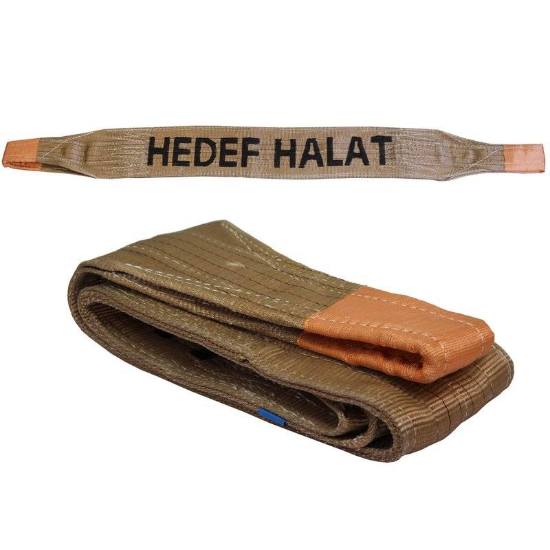 6 Tonnen Tragfähigkeit 2 Meter Länge Hebegurt Rundschlinge Hebeband aus Polyster mit Endschlaufen Braun