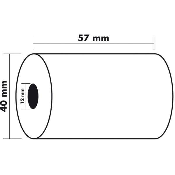 Thermorolle 57x40x12mm/18m weiß