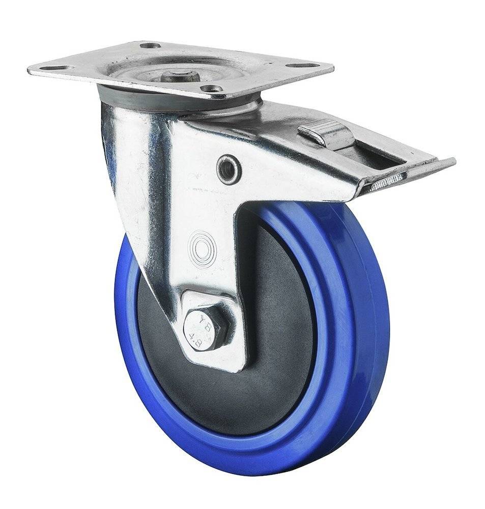 BS-R Transportgeräte-Lenkrolle, Rad Ø 125 Elastik-Reifen blau175kg