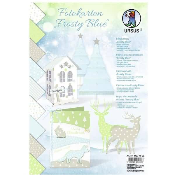 Fotokarton Frosty blue 300g/qm A4 VE=9 Blatt sortiert