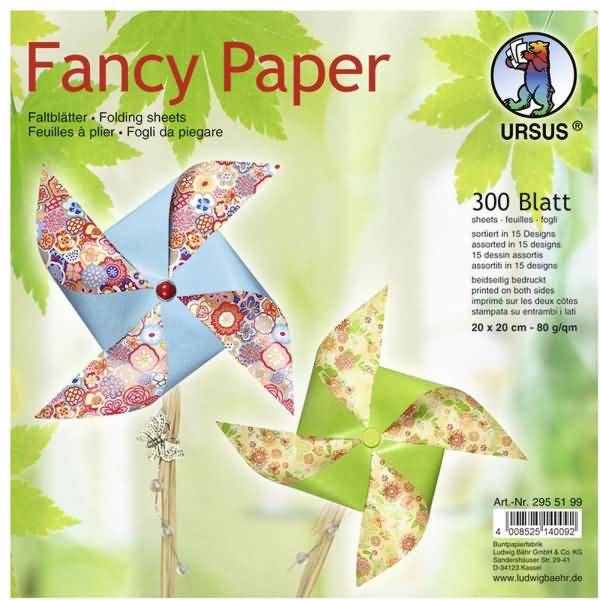 Faltblätter Fancy Paper 80g/qm 20x20cm 15 Designs VE=300 Blatt