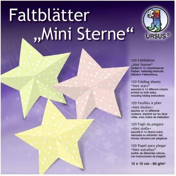 Faltblätter Mini Sterne 80g/qm 15x15cm 12 Farben VE=120 Blatt