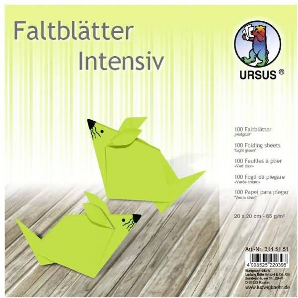 Faltblätter Intensiv Uni 20x20cm VE=100 Blatt hellgrün