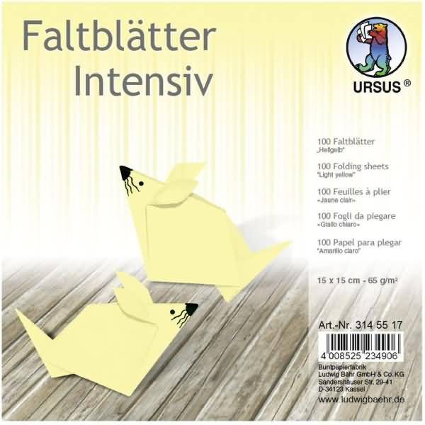 Faltblätter Intensiv Uni 15x15cm VE=100 Blatt hellgelb