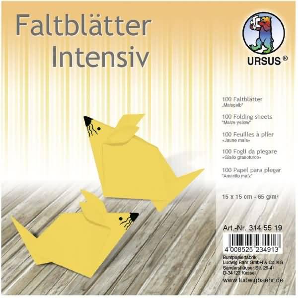 Faltblätter Intensiv Uni 15x15cm VE=100 Blatt maisgelb