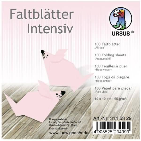 Faltblätter Intensiv Uni 10x10cm VE=100 Blatt altrosa
