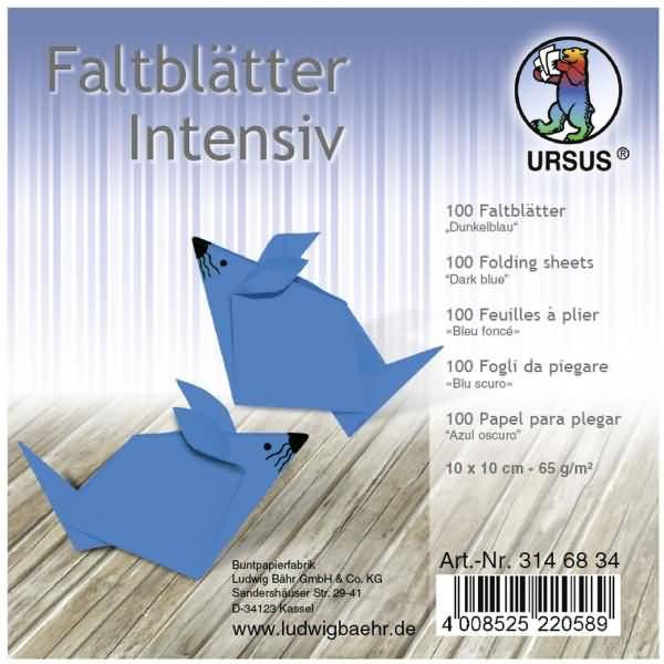 Faltblätter Intensiv Uni 10x10cm VE=100 Blatt dunkelblau